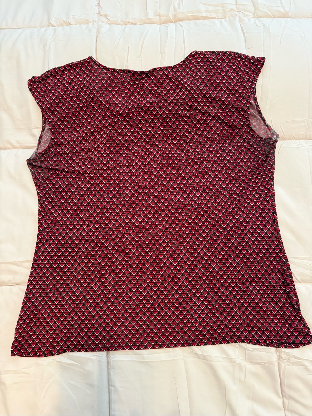 Worthington Pink and Black Geometric Cap-Sleeve Top